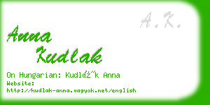 anna kudlak business card